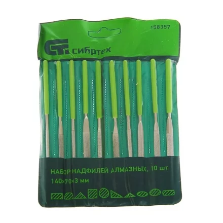Набор надфилей алмазных 140х70х3 10 штук СИБРТЕХ 158357 купить в Губкинске