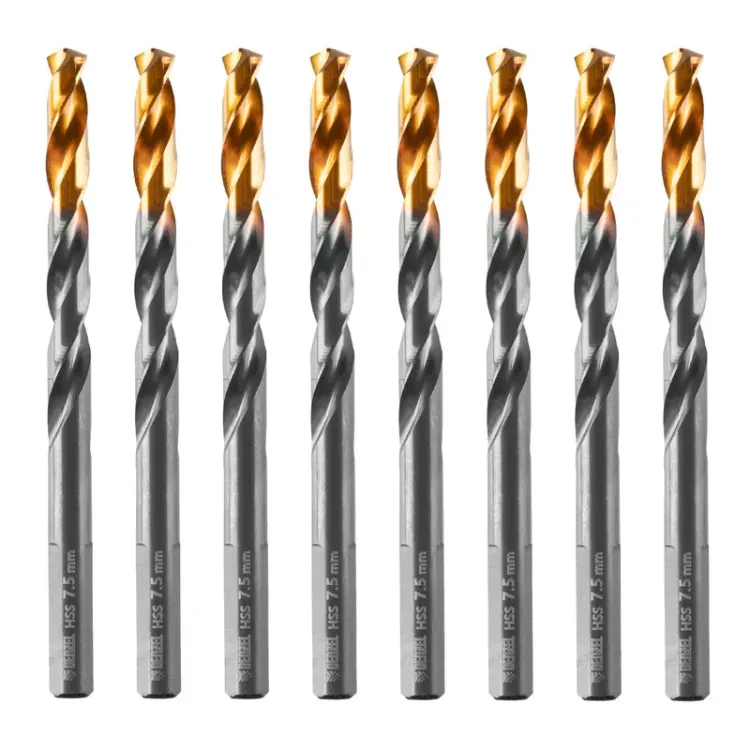 Сверло по металлу, 7,5 мм, HSS-Tin, Golden Tip, 8 шт. Denzel 717218 купить в Губкинске