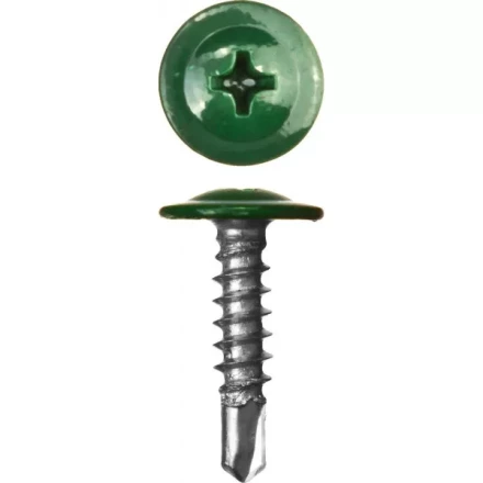 Саморезы ЗУБР с прессшайбой и сверлом по листовому металлу до 2мм, окрашенные в RAL-6005, PH2, 4,2х16мм, 500шт 300211-42-016-6005 купить в Губкинске