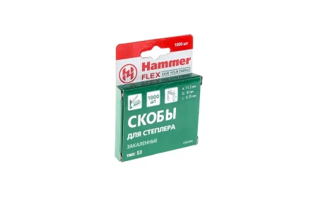 Скобы для степлера HAMMER 215-014  10мм, тип 53, 1000 шт. купить в Губкинске