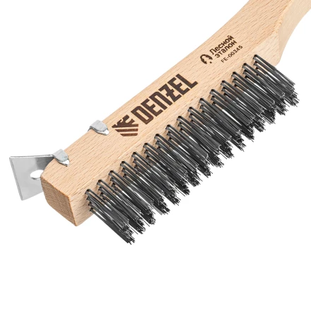 Щетка зачистная 4-х рядная, проволока из нержавеющей стали с деревянной ручкой скребок, EFP// Denzel 74847 купить в Губкинске