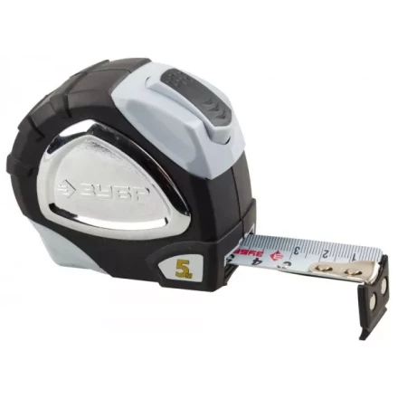 Рулетка ЗУБР &quot;ЭКСПЕРТ&quot; &quot;ПРЕМИУМ&quot;, двухкомпонентный корпус, автостоп, полотно с нейлоновым напылением, 5 м / 25 мм 34050-05-25_z01 купить в Губкинске