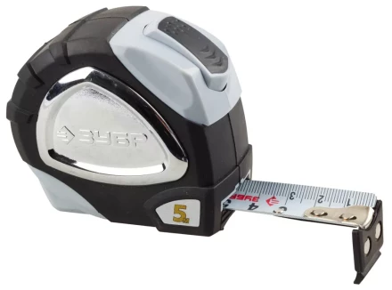 Рулетка ЗУБР &quot;ЭКСПЕРТ&quot; &quot;ПРЕМИУМ&quot;, двухкомпонентный корпус, автостоп, полотно с нейлоновым напылением, 5 м / 25 мм 34050-05-25_z01 купить в Губкинске