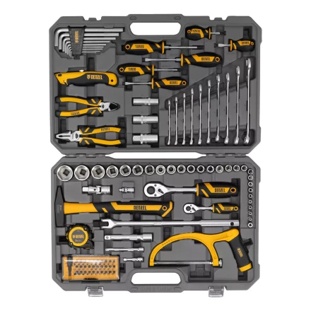 Набор инструментов Denzel 15803, 1/2&quot;, 1/4&quot;, CrV, S2, пластиковый кейс, 100 предметов купить в Губкинске
