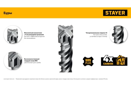 STAYER HERCULES-4Х 5x160 мм, SDS-plus бур купить в Губкинске