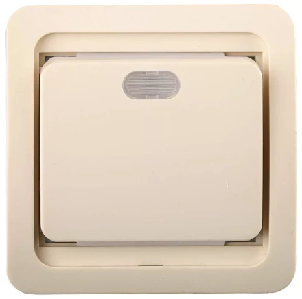 Выключатель СВЕТОЗАР &quot;ГАММА&quot; одноклавишный, с подсветкой, цвет бежевый, 10А/~250В SV-54131-B купить в Губкинске