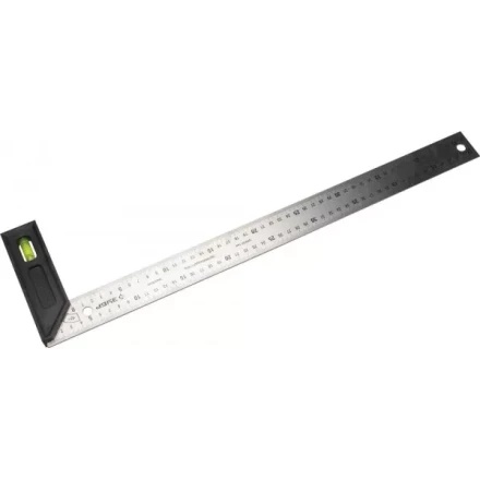 Угольник &quot;ЭКСПЕРТ&quot; разметочный, усиленный, встроенный уровень, гравирован шкала, нерж полотно 37мм, толщина 2мм, 500мм 34397-50 купить в Губкинске
