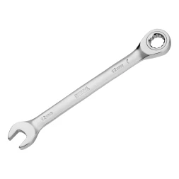 Ключ комбинированный трещоточный, 12 мм, CrV, матовый хром// Denzel 14706