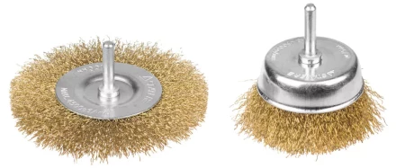 STAYER &quot;PROFESSIONAL&quot;. Набор щеток-крацовок для дрели, витая стальная латунированная проволока 0,3мм, дисковая 100мм, чашечная 75мм, 2шт 35150-H2_z01 купить в Губкинске