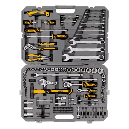 Набор инструментов Denzel 15804, 1/2&quot;, 1/4&quot;, CrV, S2, пластиковый кейс, 122 предмета купить в Губкинске