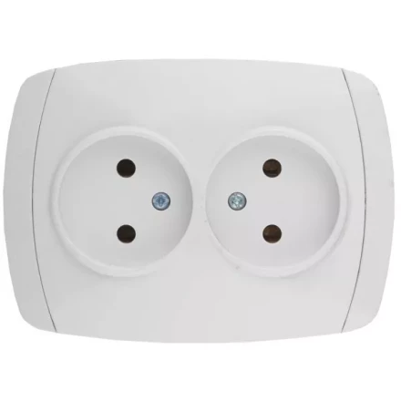 Розетка СВЕТОЗАР "CITY LIGHT" двойная в сборе, без заземления, цвет белый, 16А/~250В SV-54202-W купить в Губкинске