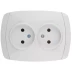 Розетка СВЕТОЗАР "CITY LIGHT" двойная в сборе, без заземления, цвет белый, 16А/~250В SV-54202-W купить в Губкинске