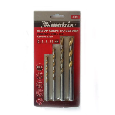 Набор сверл по бетону Golden Line 5-6-8-10мм MATRIX 70825 купить в Губкинске