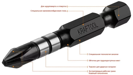 Биты для ударных шуруповертов KRAFTOOL Impact Pro PH 26191-2-50-S10 купить в Губкинске