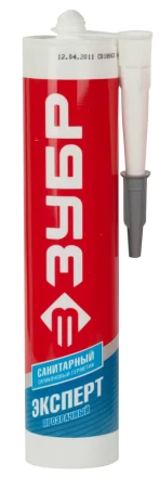 Герметик силиконовый ЗУБР &quot;ЭКСПЕРТ&quot; прозрачный, санитарный, для помещений с повышенной влажностью, 280мл 41235-2 купить в Губкинске