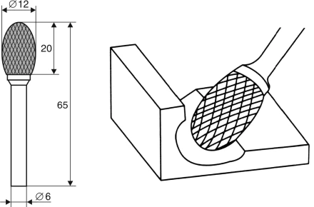 Борфреза Овальная E 6х12 Энкор 21707 купить в Губкинске