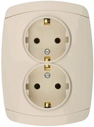 Розетка СВЕТОЗАР &quot;CITY LIGHT&quot; двойная в сборе, с заземлением, цвет бежевый, 16А/~250В SV-54207-B купить в Губкинске