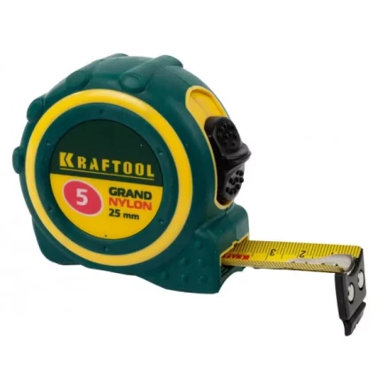Рулетка KRAFTOOL &quot;GRAND&quot;, двухкомпонентный корпус, двусторонняя шкала, нейлоновое покрытие, 5мх25мм 3412-05_z01 купить в Губкинске