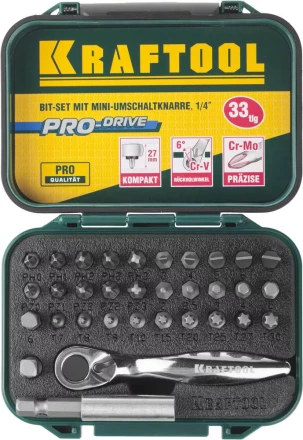 PRO. Наборы в боксе: БИТЫ KRAFTOOL PRO-Drive 26157-H33 купить в Губкинске