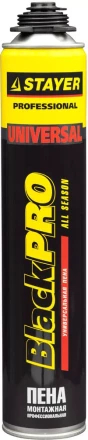 Пена &quot;BlackPRO&quot; профессиональная, монтажная, пистолетная, всесезонная, 750мл, STAYER 41135 купить в Губкинске