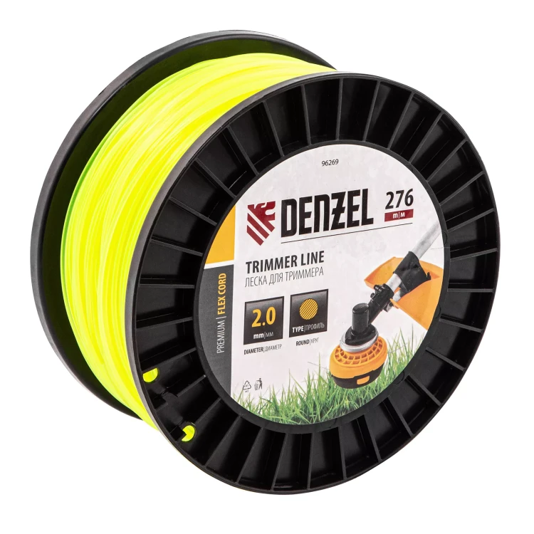 Леска для триммера круглая, 2,0мм х 276м, на DIN катушке FLEX CORD,  Denzel 96269 купить в Губкинске