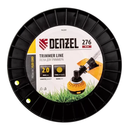 Леска для триммера круглая, 2,0мм х 276м, на DIN катушке FLEX CORD,  Denzel 96269 купить в Губкинске