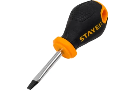 Отвертка STAYER &quot;MASTER&quot;, двухкомпонентная рукоятка, магнитный наконечник, &quot;STUBBY&quot; ( бочка ), SL4,7x38мм 2509-38-4.7_z03 купить в Губкинске