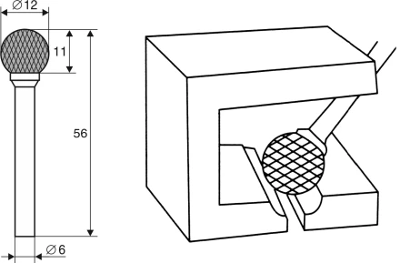 Борфреза Сферическая D 6х12 Энкор 21706 купить в Губкинске