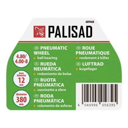 Колесо пневматическое Palisad 4.80/4.00-8 D380мм, подш. внут. диам. 12мм, длина оси 80мм 689468 купить в Губкинске
