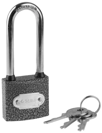 Замок ЗУБР "МАСТЕР" навесной, металлический корпус, удлиненная закаленная дужка, 38мм 3712-38-1 купить в Губкинске