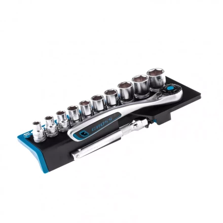 Набор торцевых головок трещотка 120 зубьев 12 предметов 3/8&quot; CrV Gross 14139 купить в Губкинске