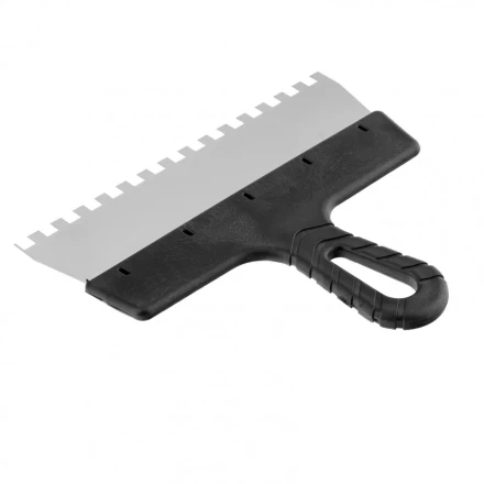 Шпатель из нержавеющей стали 250 мм зуб 8 х 8 мм пластмассовая ручка Россия 85143 купить в Губкинске