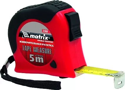 Рулетка Double  fixation 7,5 м х 25 мм обрезиненный корпус двойная плавная фиксация  MATRIX 31058 купить в Губкинске