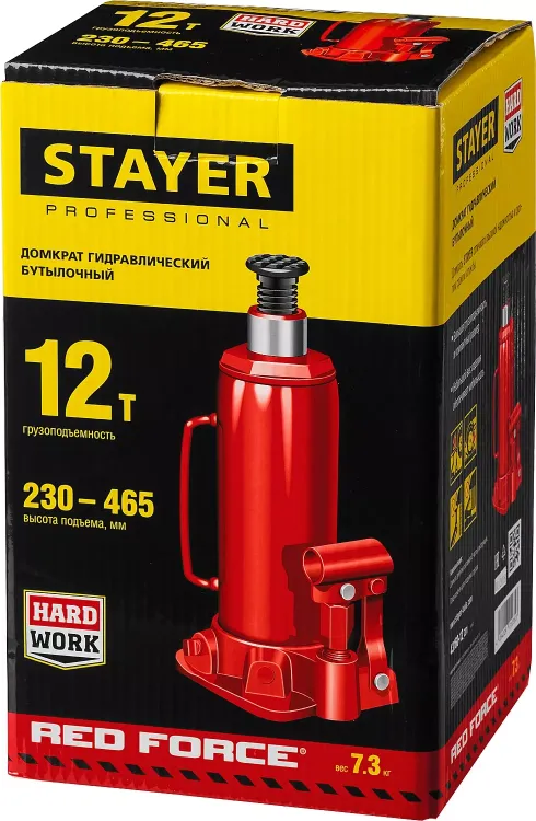 Домкрат STAYER "PROFI" гидравлический бутылочный, 12т, 210-400мм 43160-12 купить в Губкинске