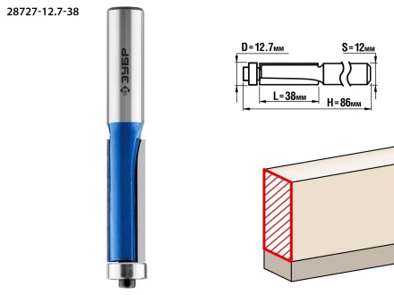ЗУБР 12.7 x 38 мм, хвостовик 12 мм, фреза кромочная с нижним подшипником, Профессионал (28727-12.7-38) купить в Губкинске
