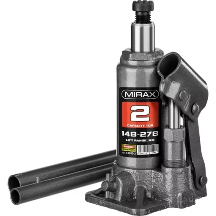 Домкрат гидравлический бутылочный, 2т, 148-278 мм, MIRAX 43260-2 43260-2 купить в Губкинске
