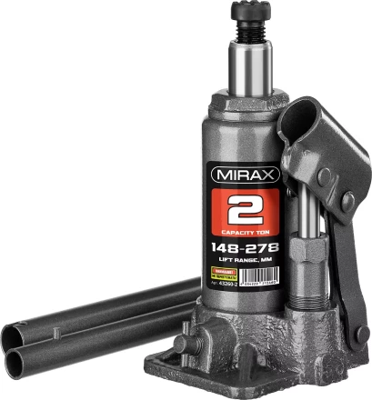 Домкрат гидравлический бутылочный, 2т, 148-278 мм, MIRAX 43260-2 43260-2 купить в Губкинске
