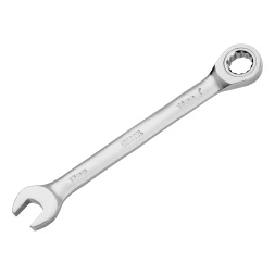 Ключ комбинированный трещоточный, 15 мм, CrV, матовый хром// Denzel 14709