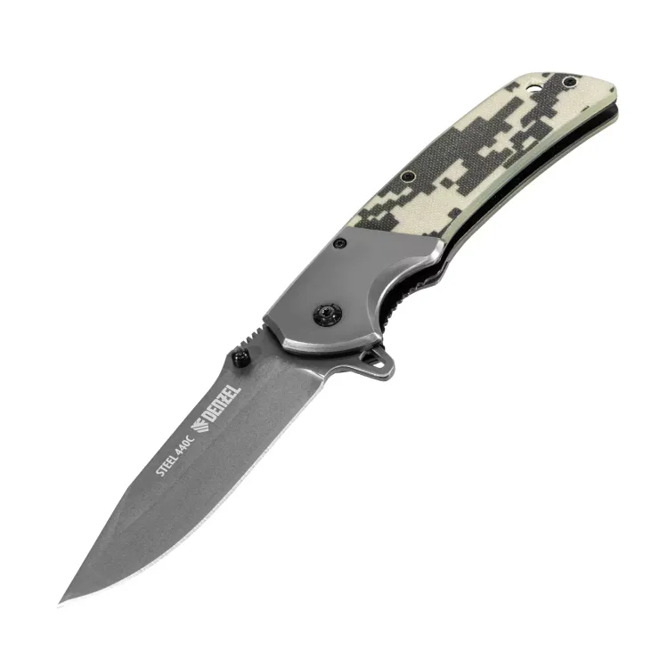 Нож складной Denzel, многоцелевой, системы Liner-Lock, с накладкой G10 на классической рукоятке, 79207 купить в Губкинске