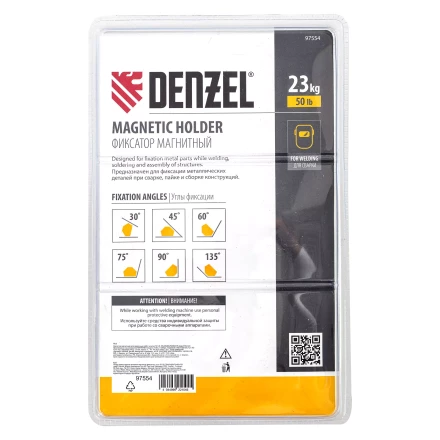 Фиксатор магнитный для сварочных работ усилие 50 LB, 30х45х60х75х90х135 град. Denzel 97554 купить в Губкинске