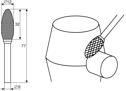 Борфреза Факеловидная H 6х12 Энкор 21714 купить в Губкинске