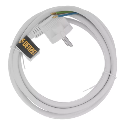 Шнур сетевой Denzel Energy Series, ПВС, 3 м, 3 x 1,5 мм, с неразборной вилкой, белый, 3 м, 37674 купить в Губкинске