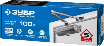 Доводчик дверной ЗУБР &quot;ПРОФЕССИОНАЛ&quot;, для дверей массой до 100 кг, цвет белый 37911-100 купить в Губкинске