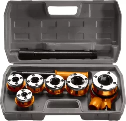 Набор клуппов 1/4"-3/8"-1/2"-3/4"-1"-1, 25" + плашкодержатель с трещоткой, 9 предм SPARTA 773355