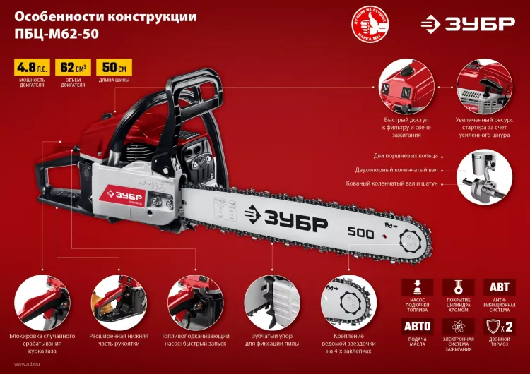 Бензопила ПБЦ-М62-50 серия МАСТЕР купить в Губкинске