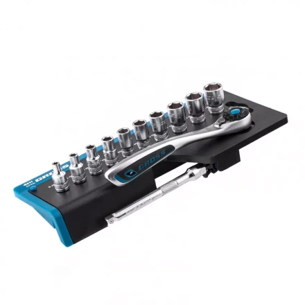 Набор торцевых головок трещотка 120 зубьев 12 предметов 1/4" CrV Gross 14141 купить в Губкинске