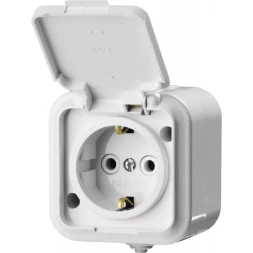 Розетка STAYER "MASTER" "MAXIMA" одноместная, с заземлением, с защитной крышкой, IP54, 16А, 220В 54306-W