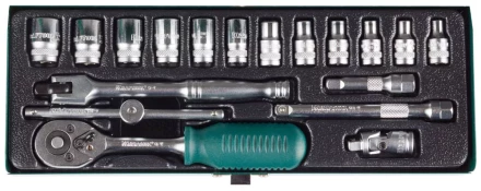 Набор торцовых головок KRAFTOOL &quot;INDUSTRIE QUALITAT&quot; (1/4&quot;) универсальный, Cr-V, металлический кейс, 18 предметов 27890-H18_z01 купить в Губкинске
