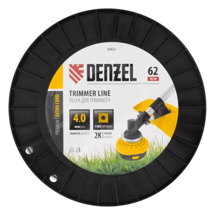 Леска для триммера двухкомпонентная квадрат, 4,0мм х 62м, на DIN катушке EXTRA CORD// Denzel 96821 купить в Губкинске
