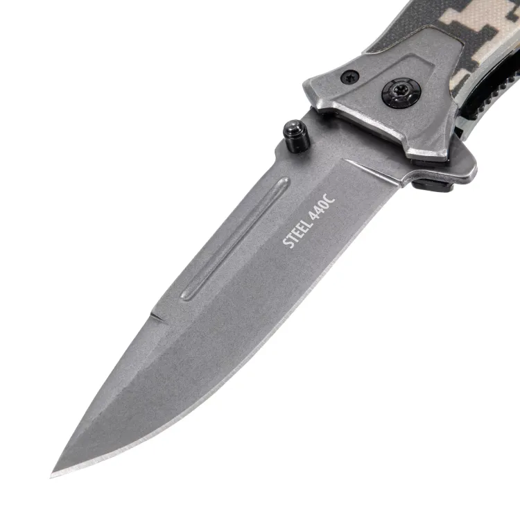 Нож складной Denzel, многоцелевой, системы Liner-Lock, с накладкой G10 на прямой рук-ке+стеклобой, 79208 купить в Губкинске